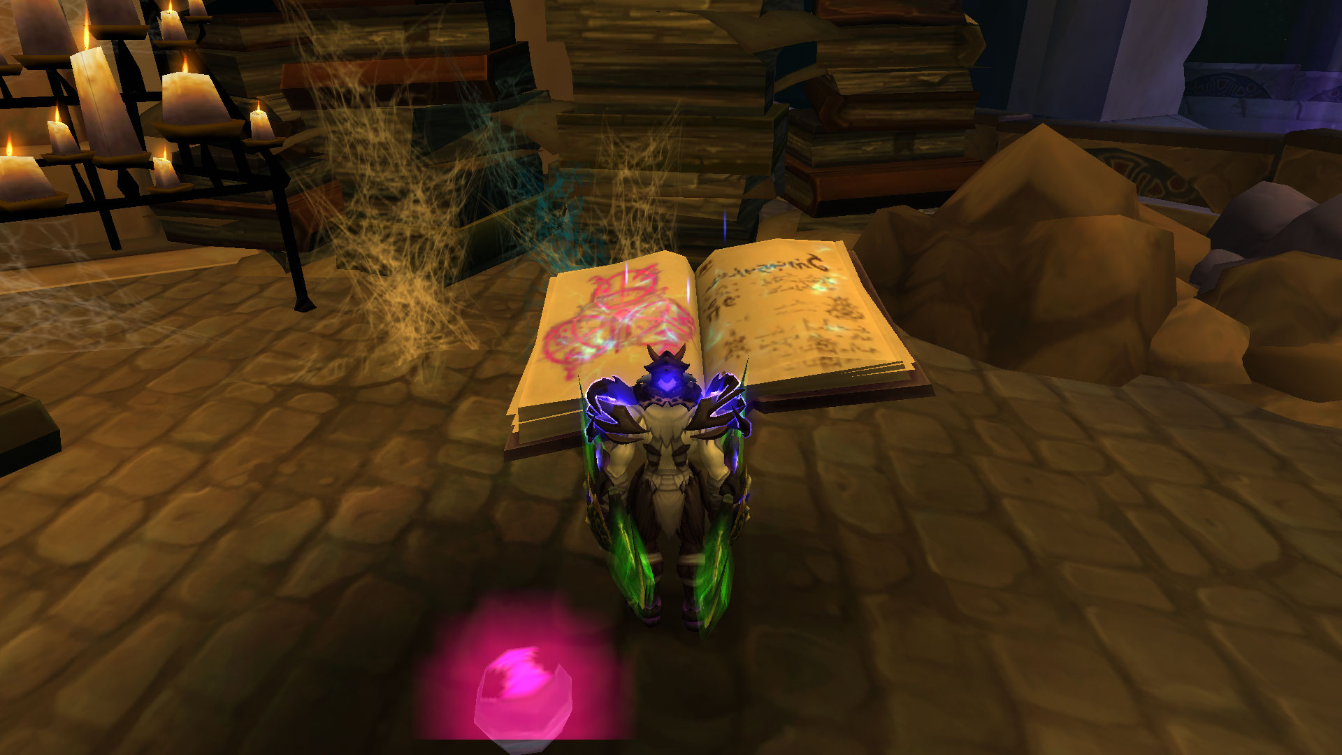 WoW the night elf is reading a huge book
