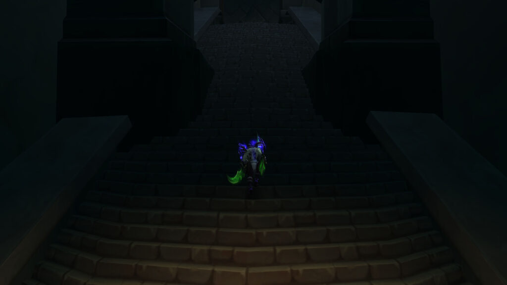 WoW the night elf runs down the stairs